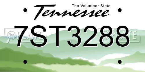 7ST3288 Tennessee License Plate