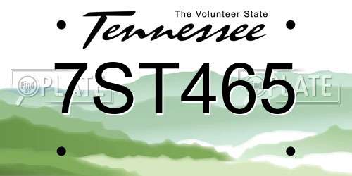 7ST465 Tennessee License Plate