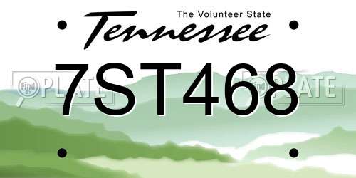 7ST468 Tennessee License Plate