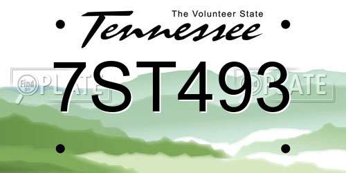 7ST493 Tennessee License Plate