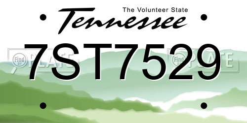 7ST7529 Tennessee License Plate