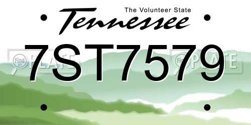 7ST7579 Tennessee License Plate