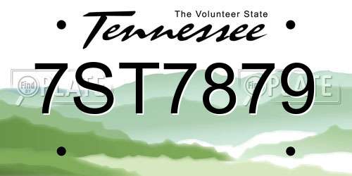 7ST7879 Tennessee License Plate