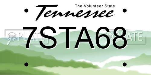 7STA68 Tennessee License Plate