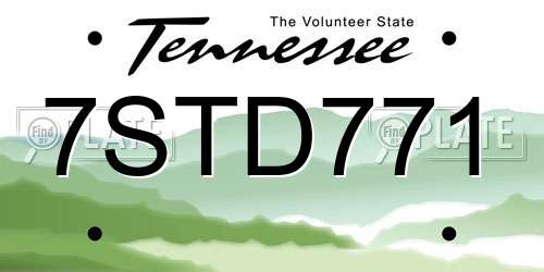 7STD771 Tennessee License Plate
