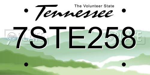 7STE258 Tennessee License Plate