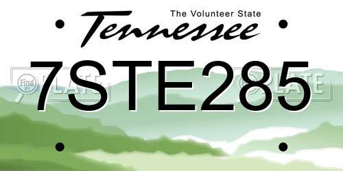 7STE285 Tennessee License Plate