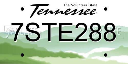7STE288 Tennessee License Plate