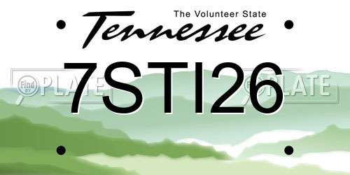 7STI26 Tennessee License Plate