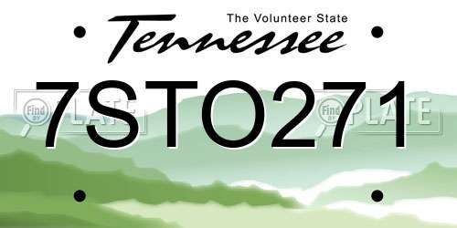 7STO271 Tennessee License Plate