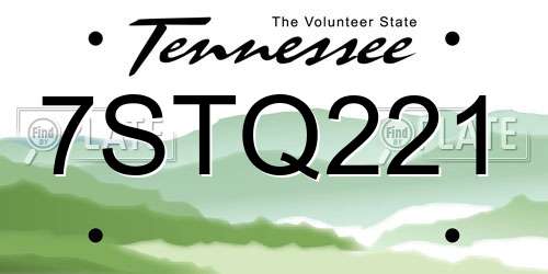 7STQ221 Tennessee License Plate