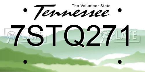 7STQ271 Tennessee License Plate