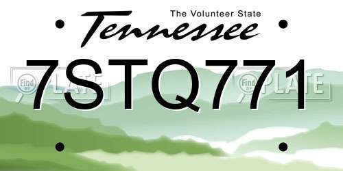 7STQ771 Tennessee License Plate