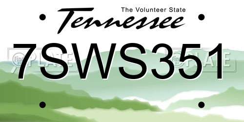 7SWS351 Tennessee License Plate