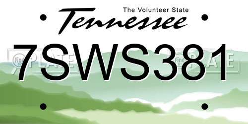 7SWS381 Tennessee License Plate