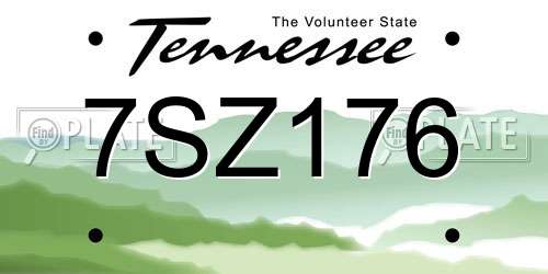 7SZ176 Tennessee License Plate