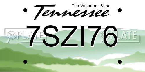 7SZI76 Tennessee License Plate