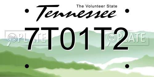 7T01T2 Tennessee License Plate