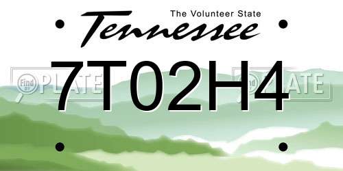 7T02H4 Tennessee License Plate