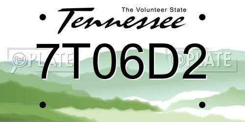 7T06D2 Tennessee License Plate