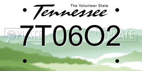 7T06O2 Tennessee License Plate