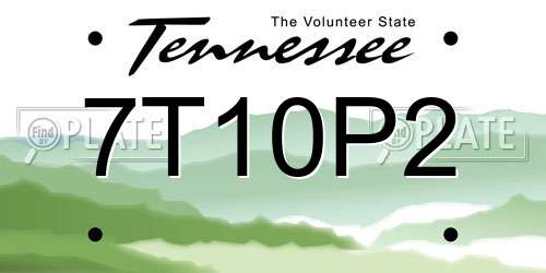 7T10P2 Tennessee License Plate