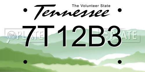 7T12B3 Tennessee License Plate