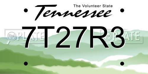 7T27R3 Tennessee License Plate
