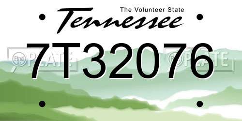 7T32076 Tennessee License Plate