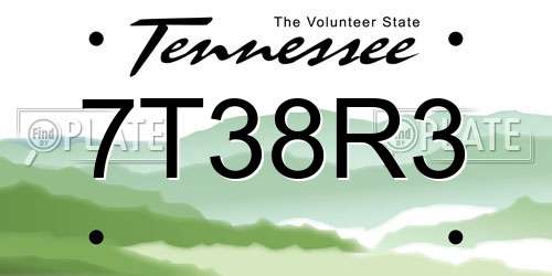 7T38R3 Tennessee License Plate
