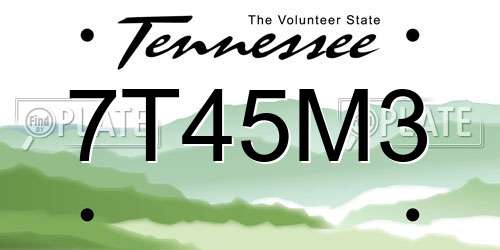 7T45M3 Tennessee License Plate