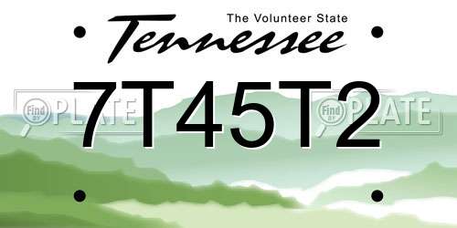 7T45T2 Tennessee License Plate