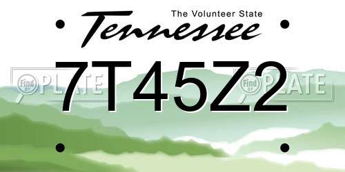 7T45Z2 Tennessee License Plate