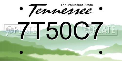 7T50C7 Tennessee License Plate