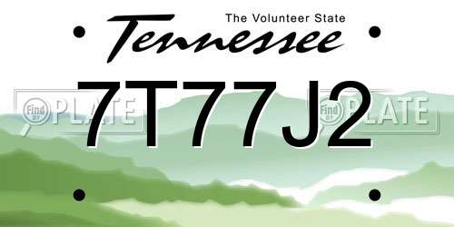 7T77J2 Tennessee License Plate