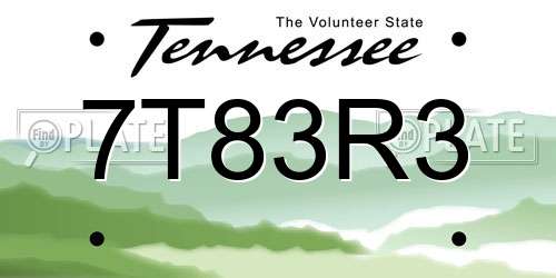 7T83R3 Tennessee License Plate