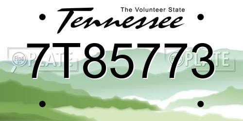 7T85773 Tennessee License Plate