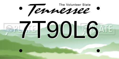 7T90L6 Tennessee License Plate