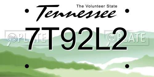 7T92L2 Tennessee License Plate