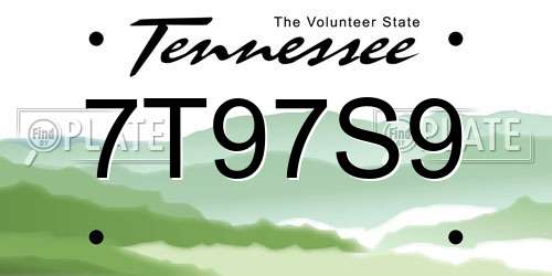 7T97S9 Tennessee License Plate