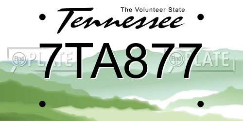 7TA877 Tennessee License Plate