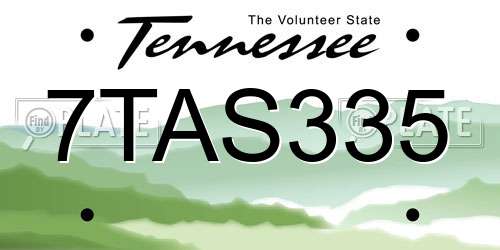 7TAS335 Tennessee License Plate
