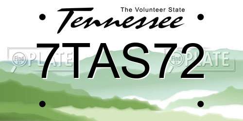 7TAS72 Tennessee License Plate