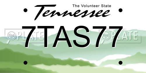 7TAS77 Tennessee License Plate