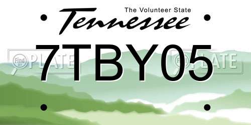 7TBY05 Tennessee License Plate