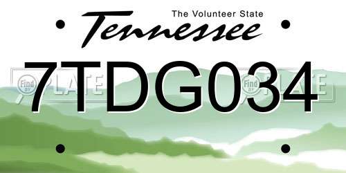7TDG034 Tennessee License Plate