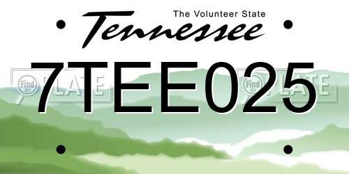 7TEE025 Tennessee License Plate