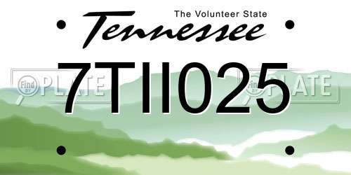 7TII025 Tennessee License Plate