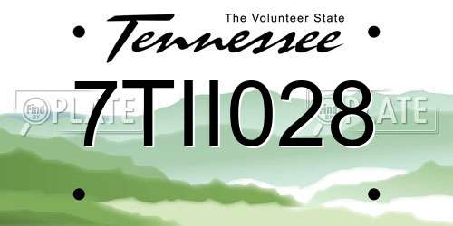 7TII028 Tennessee License Plate