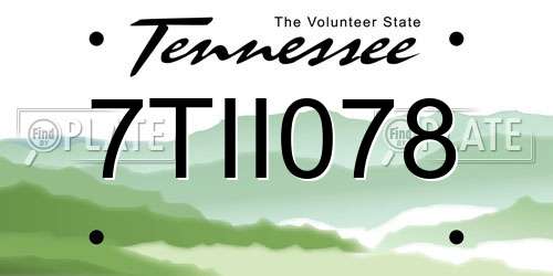 7TII078 Tennessee License Plate